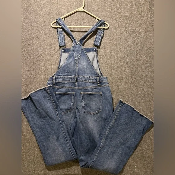 Maurices Denim Bib Flare Overalls Womens 12 (inseam 32) blue stretch western NWT - Picture 5 of 15